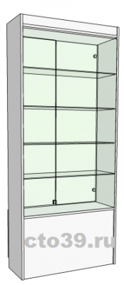 витрина стеклянная сквозная, задняя стенка стекло, полки стекло вс-718904